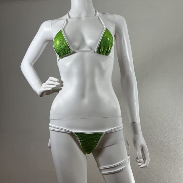 Electric Lime Delight Side Tie Bikini & Matching Garter