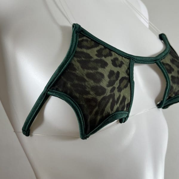 Animal Print Bikini Set With Clear Straps & Matching G-String - Image 4