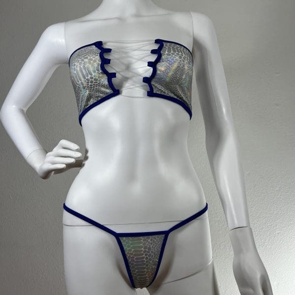 Disco Mermaid Holographic Bikini With Matching G-String - Image 3