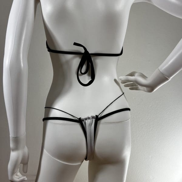 White & Black Tanga Bikini with Matching G-String - Image 6