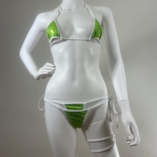 Luminous Lime Sizzle Side Tie Bikini With Matching G-String