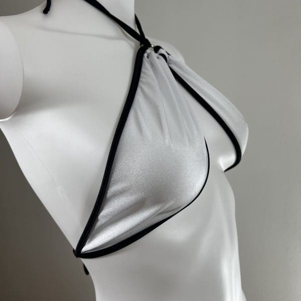 White & Black Tanga Bikini with Matching G-String - Image 3