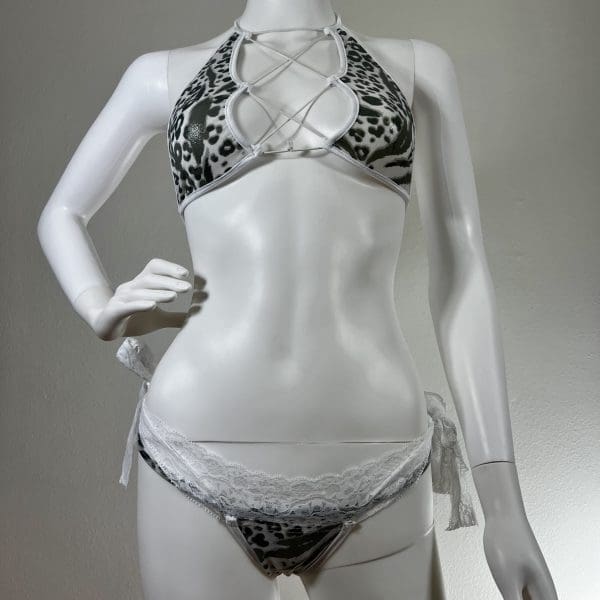 Snow Leopard Bikini Set with Matching G-String