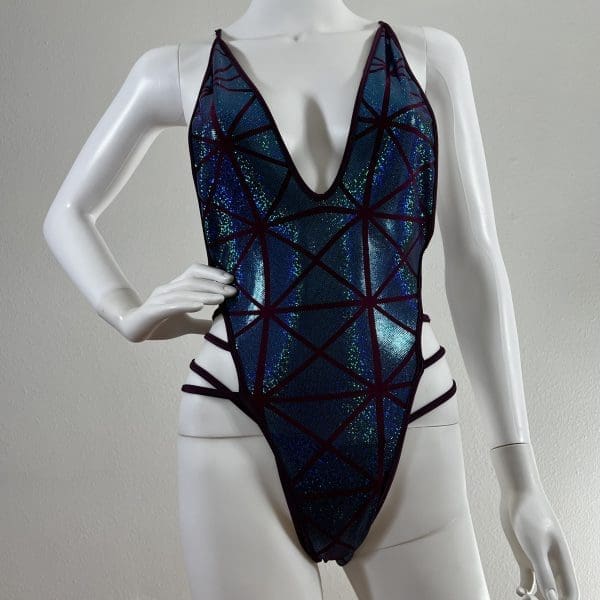 Twilight Fairy Holographic Cage Bodysuit 2 Piece Set