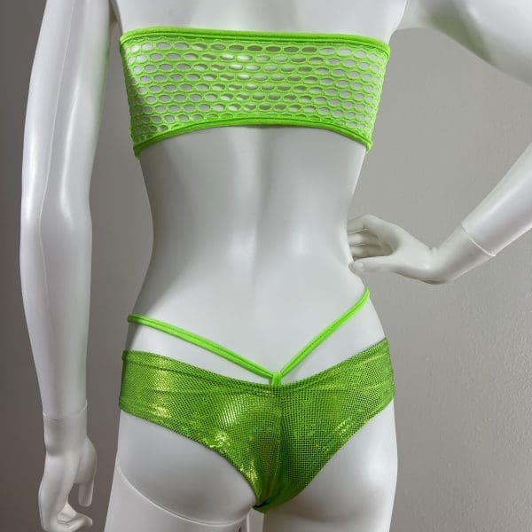 Metallic Neon Green Short Set - 3 Piece Set - Image 3