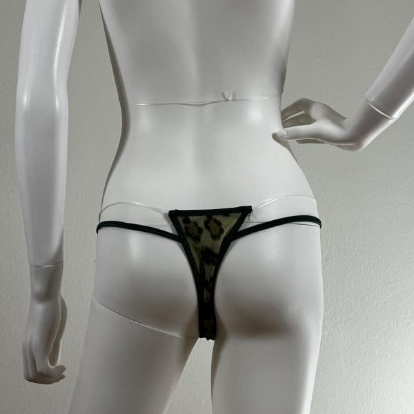 Animal Print Bikini Set With Clear Straps & Matching G-String - Image 7