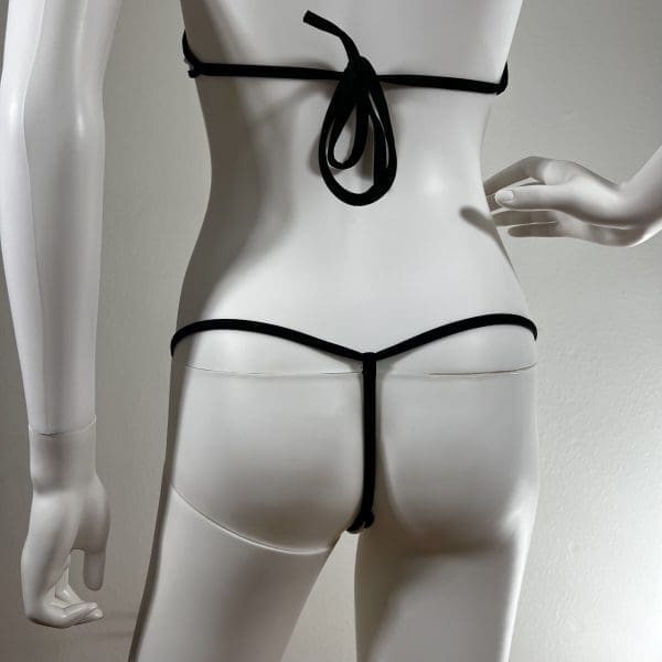 White & Black Tanga Bikini with Matching G-String - Image 5