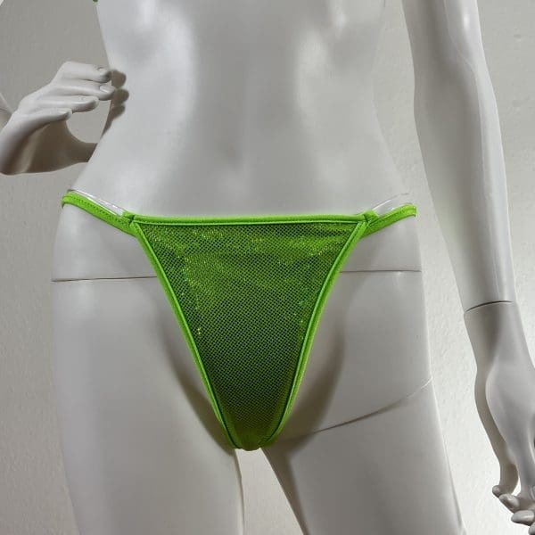 Lime Green Holographic Bikini & Matching G-String - Image 5