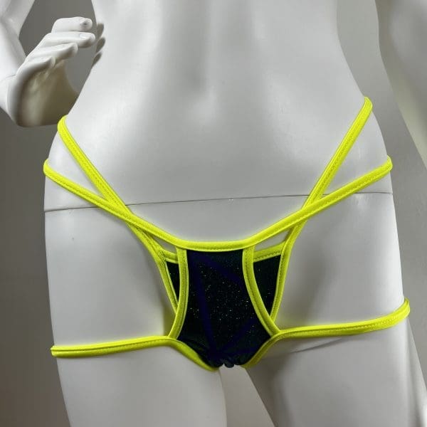 Yellow / Green Metallic Bikini with Booty Strap & G-String - Image 4