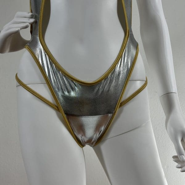 Divine Metallic Silver Bodysuit 2 Piece Set - Image 4