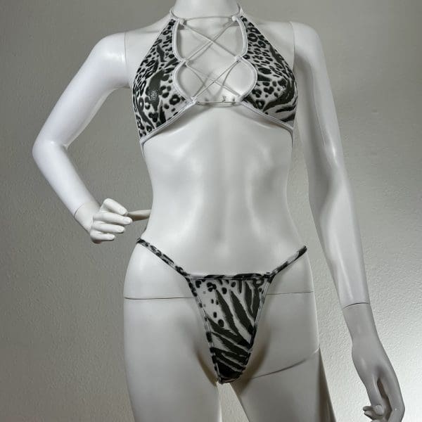 Snow Leopard Bikini Set with Matching G-String - Image 2