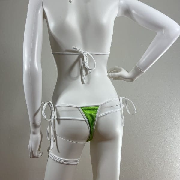 Electric Lime Delight Side Tie Bikini & Matching Garter - Image 4