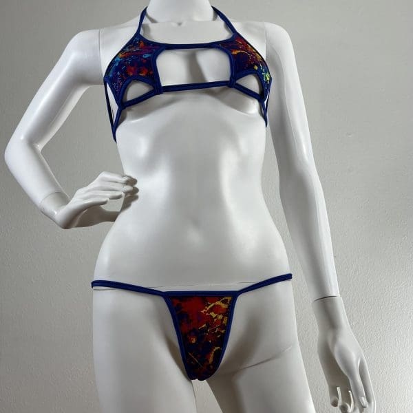 Graffiti Splash Abstract Bikini with Matching G-String - Image 2