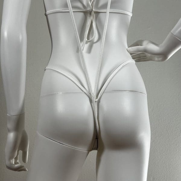 White Geometric One-Piece with Matching Top & G-String - Image 5