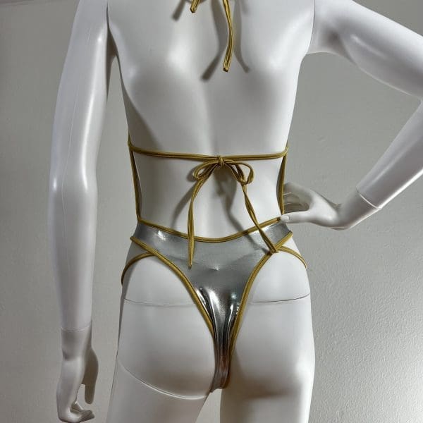 Divine Metallic Silver Bodysuit 2 Piece Set - Image 3