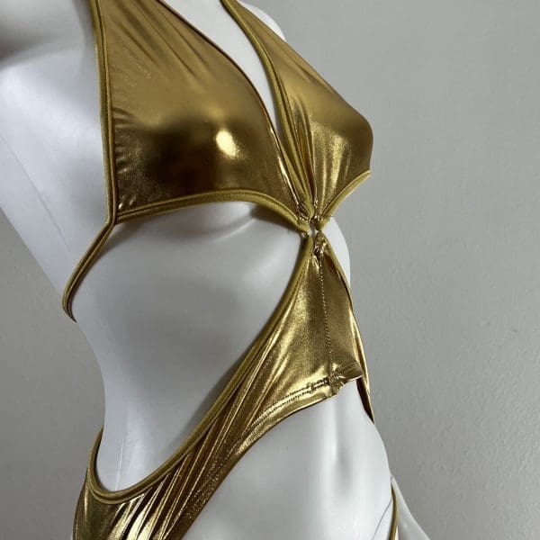 Gold Glow Chaps Bodysuit With Matching G-String - Image 2