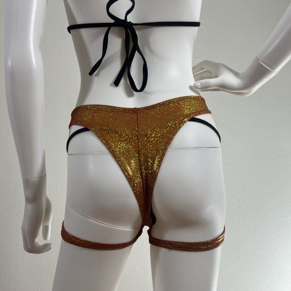 All That Jazz Holographic Chaps Short Set With Matching G-String - Image 4