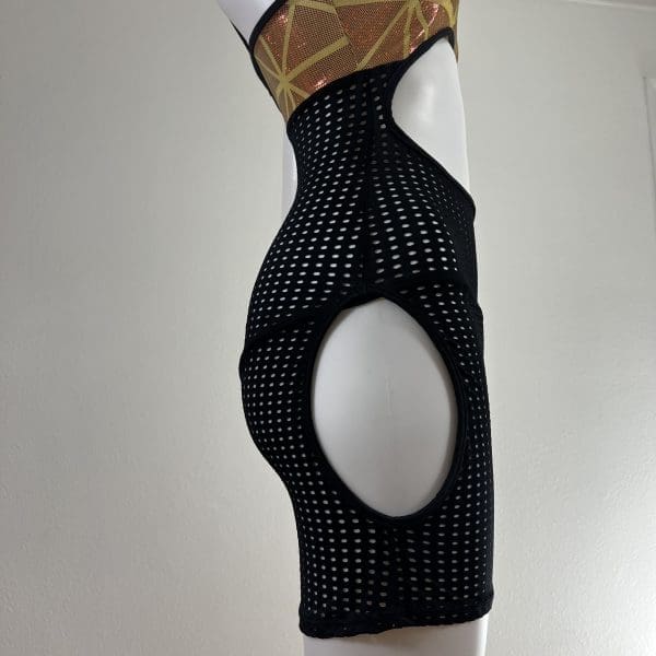 Gold Black Holographic Eyelet Pencil Mini Dress - Image 5