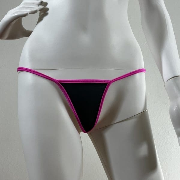 Smokey Gray & Pink Triangle Bikini With Matching G-String - Image 6