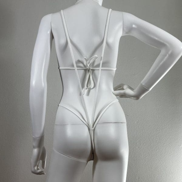 White Geometric One-Piece with Matching Top & G-String - Image 3