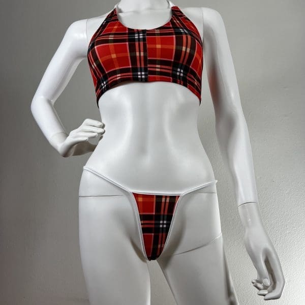 Royal Tartan Bikini Set with Matching G-String - Image 3