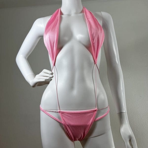 Pink Slingkini One-Piece With Matching G-String