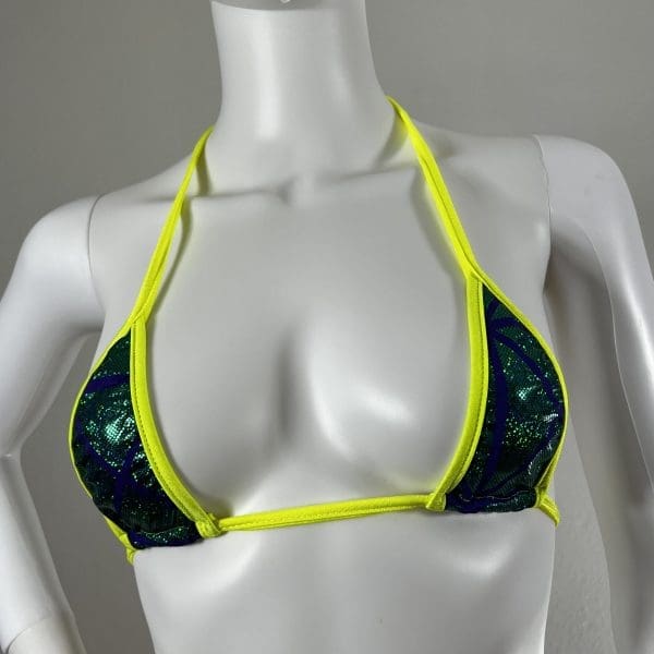 Yellow / Green Metallic Bikini with Booty Strap & G-String - Image 3