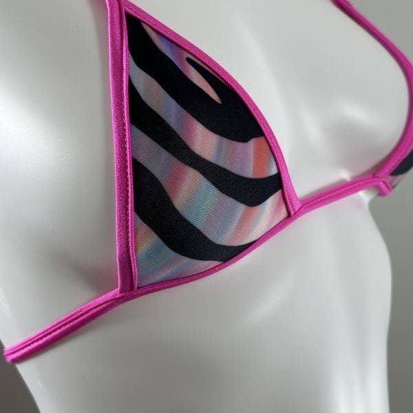 Electric Pink Zebra Bikini Set With Matching G-String - Image 5