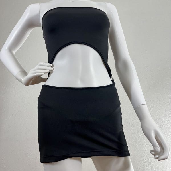 Black Cutout O-Ring Decor Mini Dress