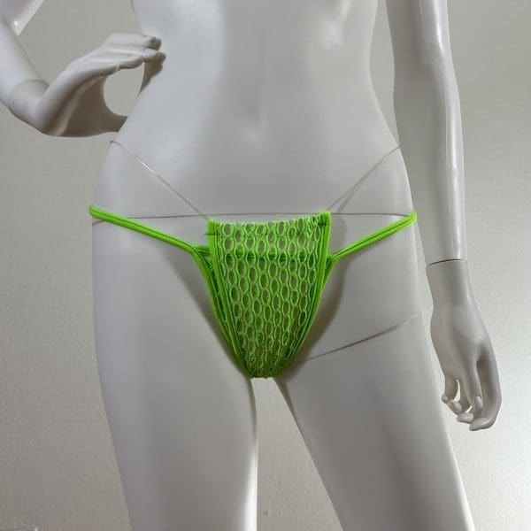 Lime Sheer Fishnet Mesh Triangle Top Bikini & G-String - Image 5