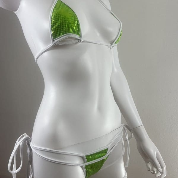 Luminous Lime Sizzle Side Tie Bikini With Matching G-String - Image 2