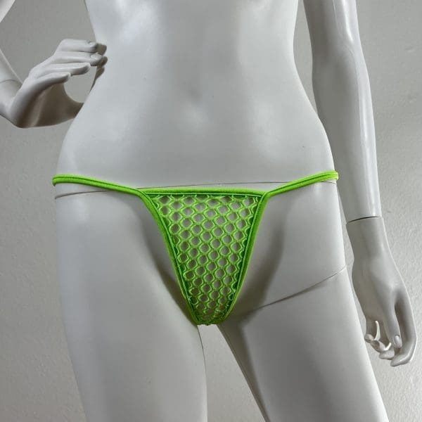 Lime Sheer Fishnet Mesh Triangle Top Bikini & G-String - Image 6