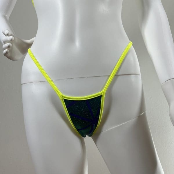 Yellow / Green Metallic Bikini with Booty Strap & G-String - Image 6