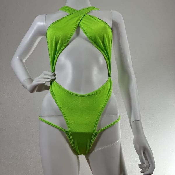 Neon Green Wrap Bikini with Matching G-String