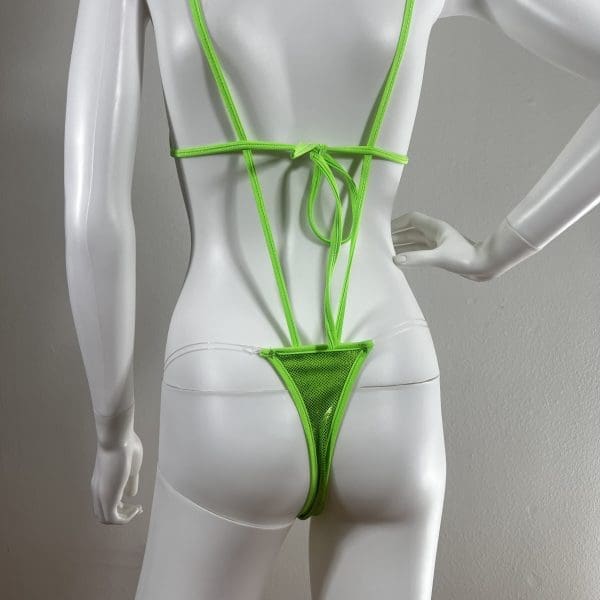 Lime Green Clear Strap Bikini with Slingshot G-String - Image 5