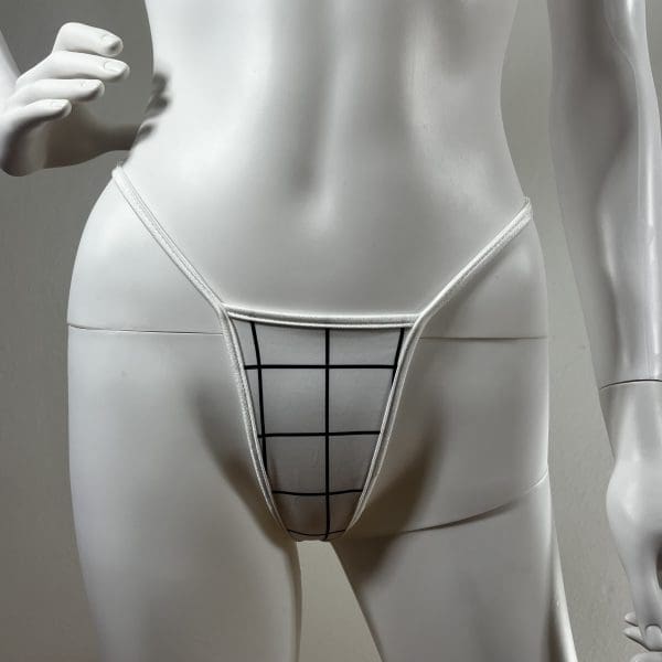 White Geometric One-Piece with Matching Top & G-String - Image 6