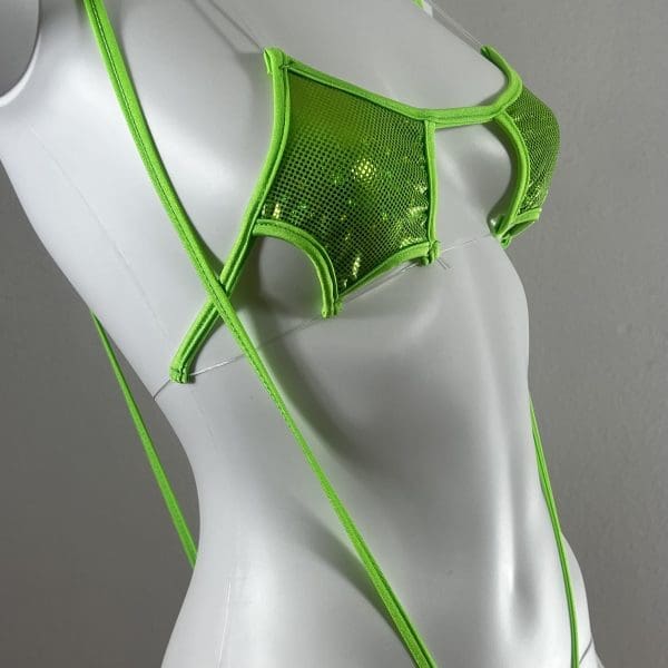 Star Lime Green Bikini with Slingshot & Matching G-String - Image 2