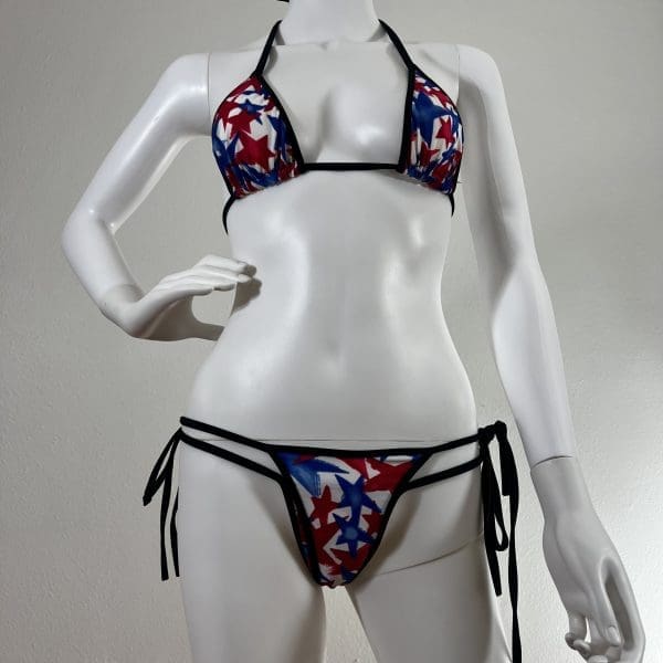 American Patriotic Bikini Set With Matching G-String