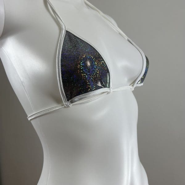 Sparkle Holographic Sequin Triangle Bikini With Matching G-String - Image 3