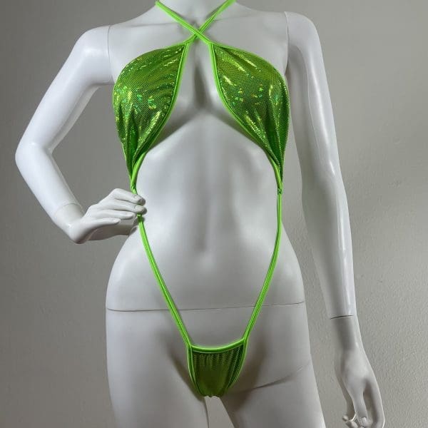 Lime Zest Sling Shot Bikini Set With Matching G-String - Image 4