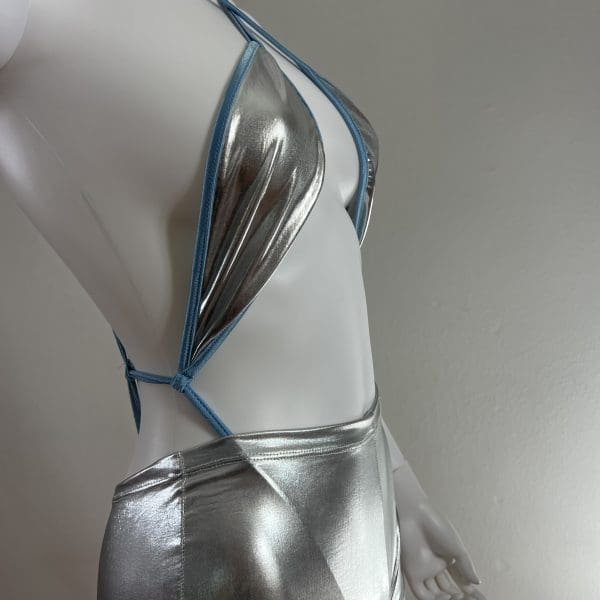 Divine Metallic Silver Sling Short Set 2 Piece Set - Image 4