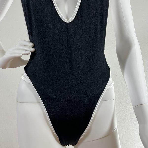 Black & White Bombshell One-Piece with Matching G-String - Image 3