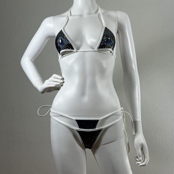 Sparkle Holographic Sequin Triangle Bikini With Matching G-String