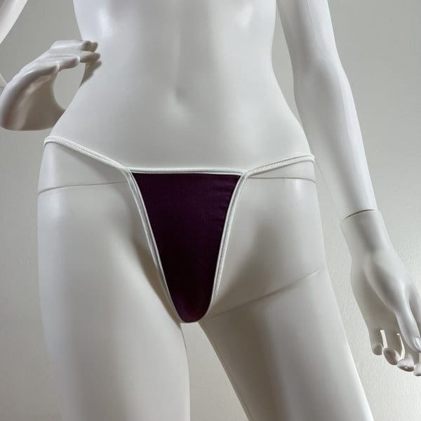 Royal Plum & White Bombshell One-Piece with Matching G-String - Image 5