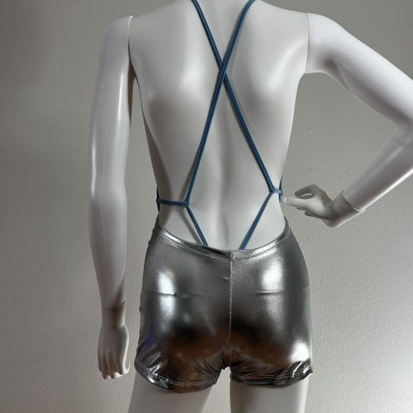 Divine Metallic Silver Sling Short Set 2 Piece Set - Image 3