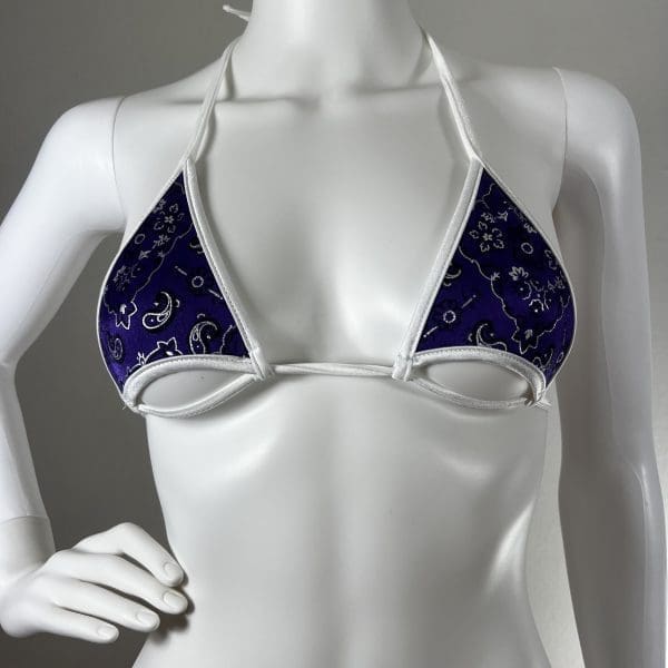 Purple Paisley Bandana Triangle Bikini With Matching G-String - Image 3