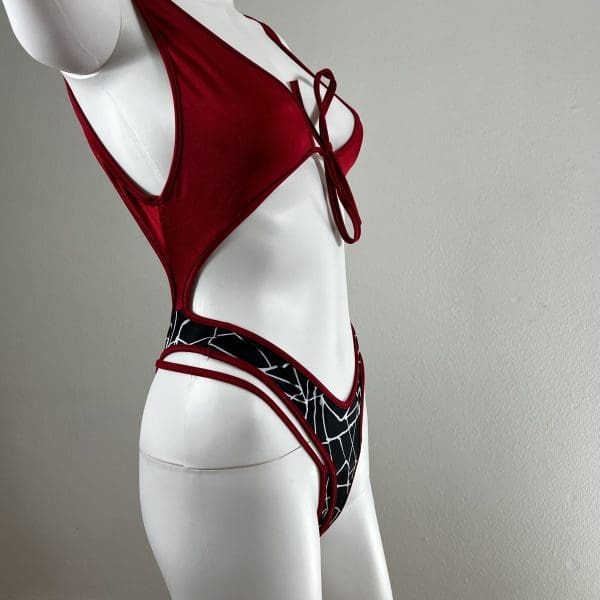 Red Spider Web Monokini With Matching G-String - Image 2