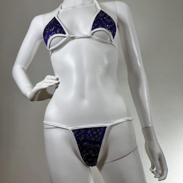 Purple Paisley Bandana Triangle Bikini With Matching G-String - Image 2