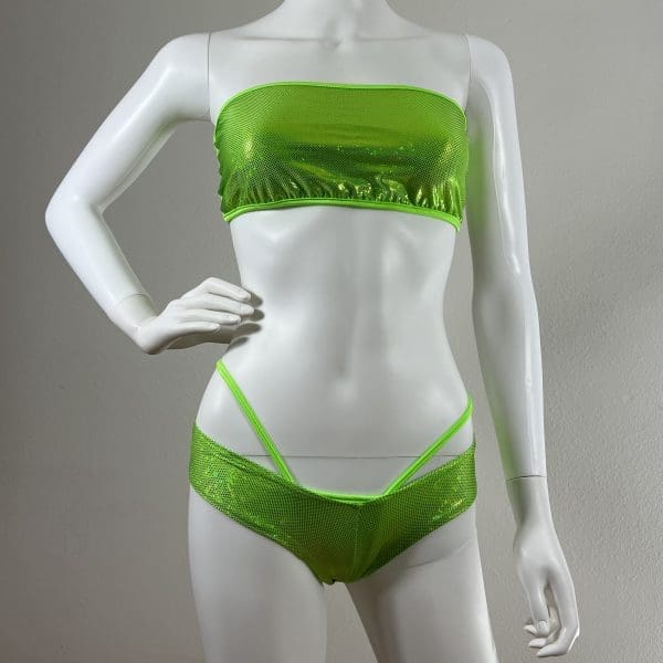 Metallic Neon Green Short Set - 3 Piece Set