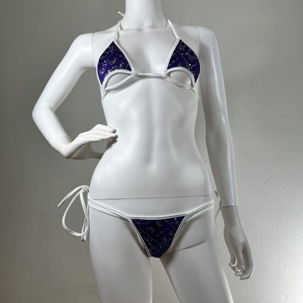 Purple Paisley Bandana Triangle Bikini With Matching G-String